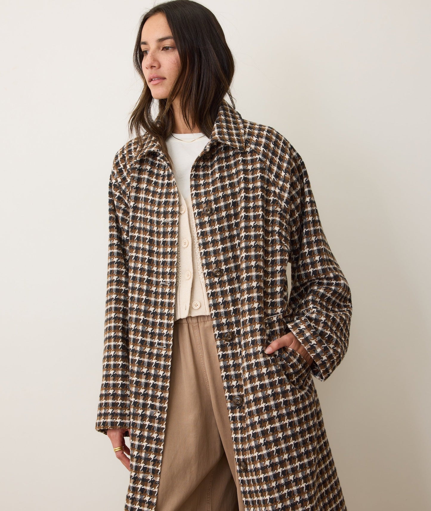 Hayes Houndstooth Trench Coat
