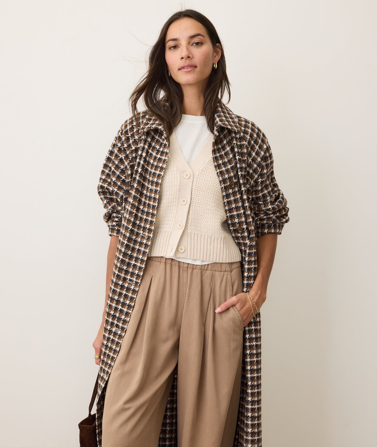 Hayes Houndstooth Trench Coat
