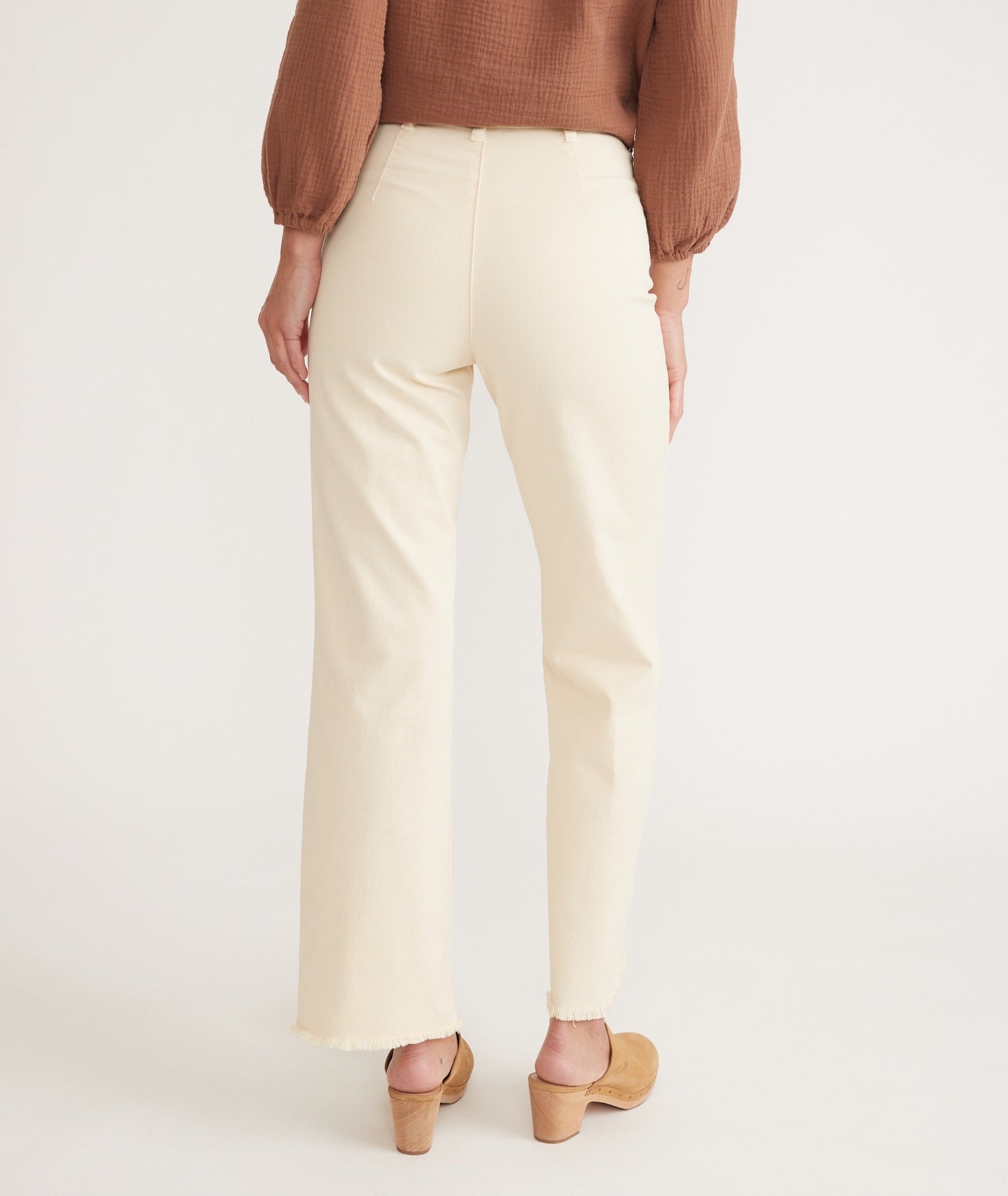 Full Length Raw Edge Bridget Pant in Cream