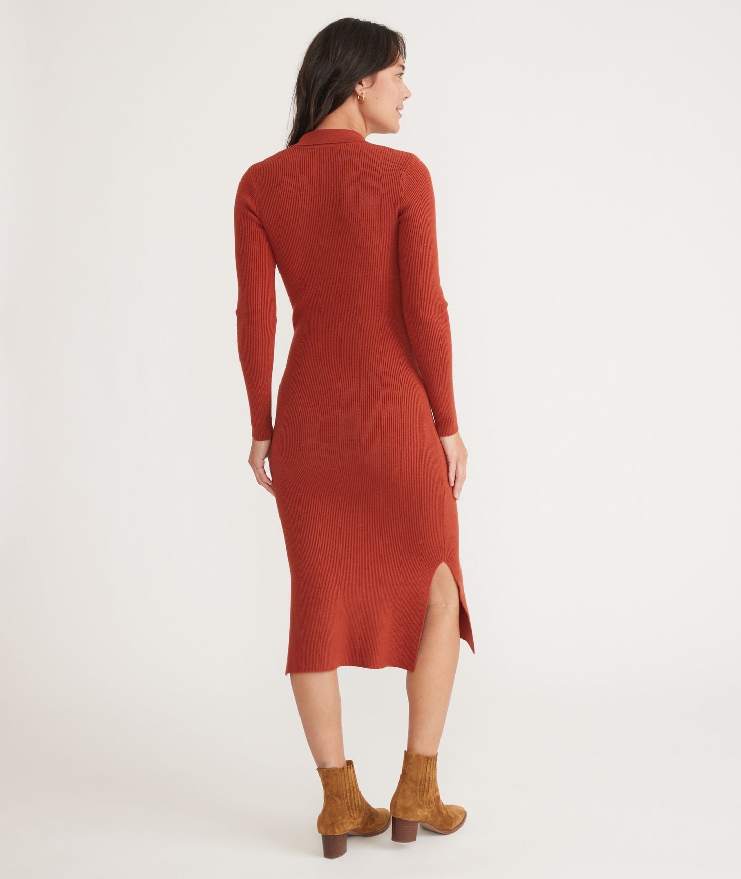 Lexi Rib Long Sleeve Sweater Polo Dress