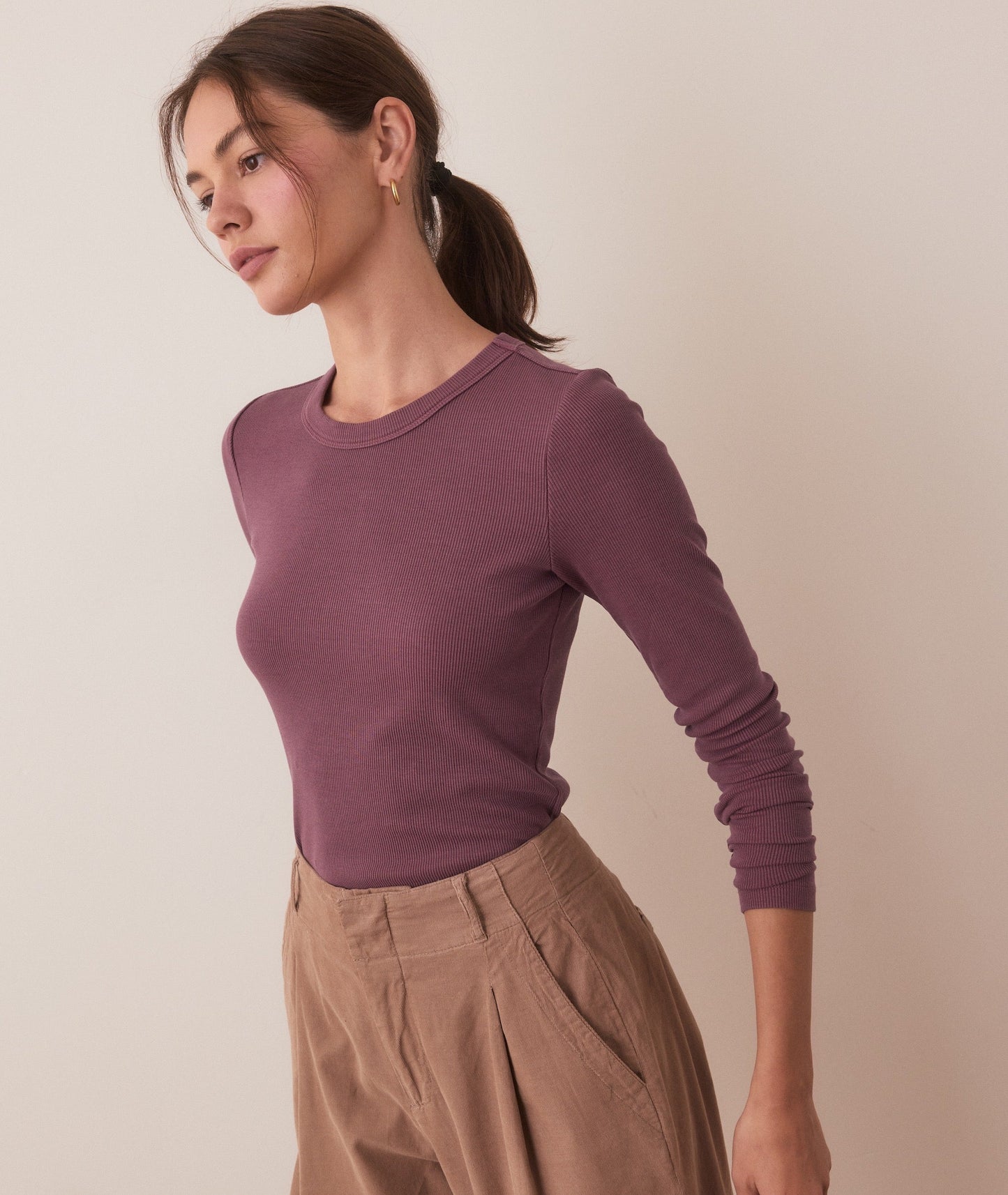 Lexi Rib Sun-In Longsleeve Crew Tee