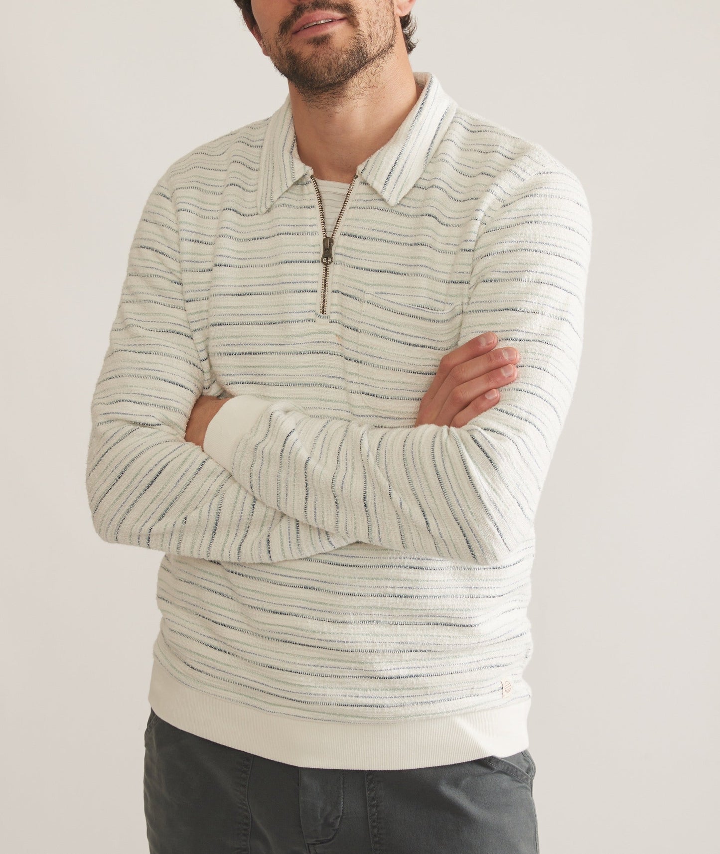 Textured Stripe Quarter Zip