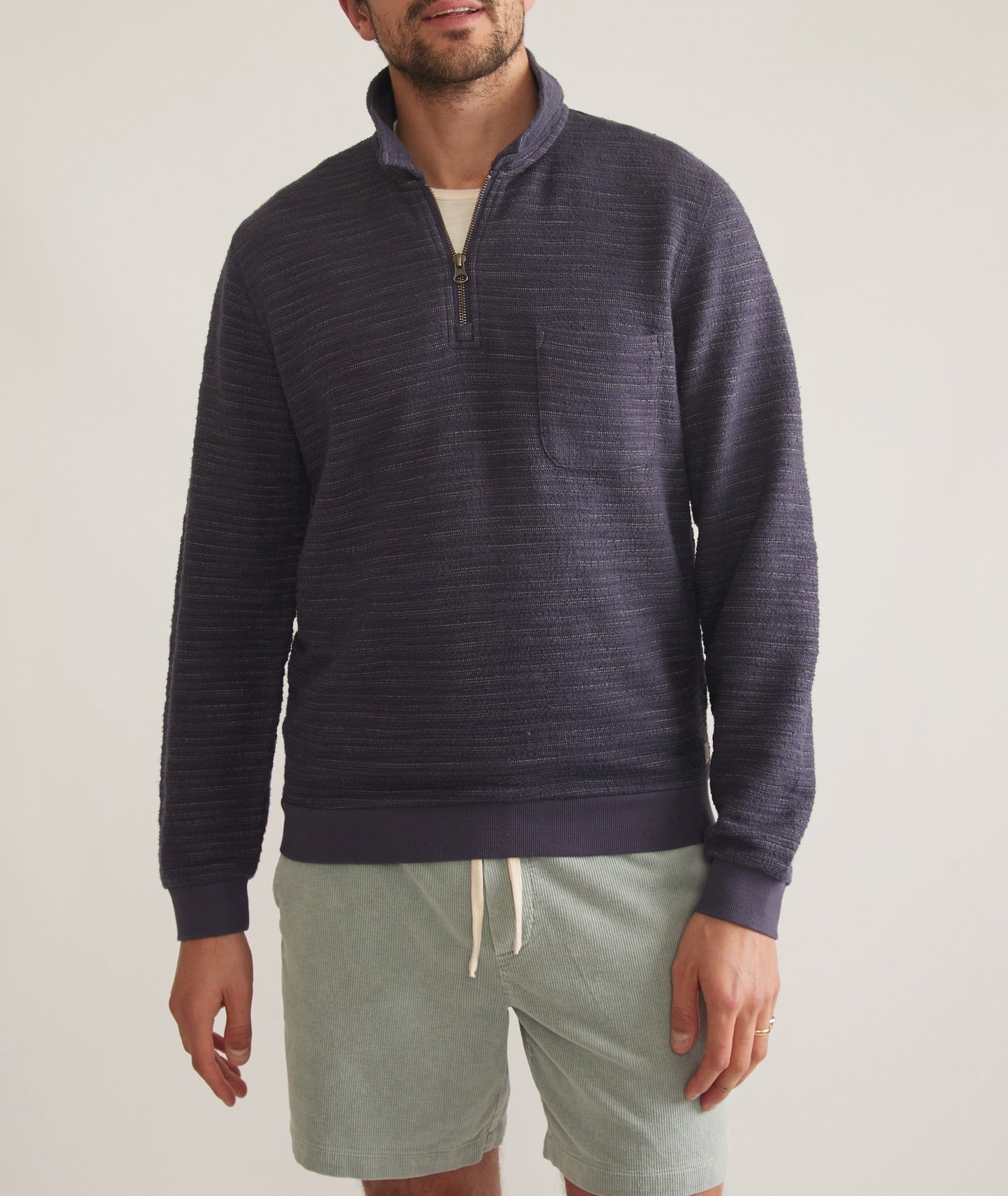 Textured Stripe Quarter Zip