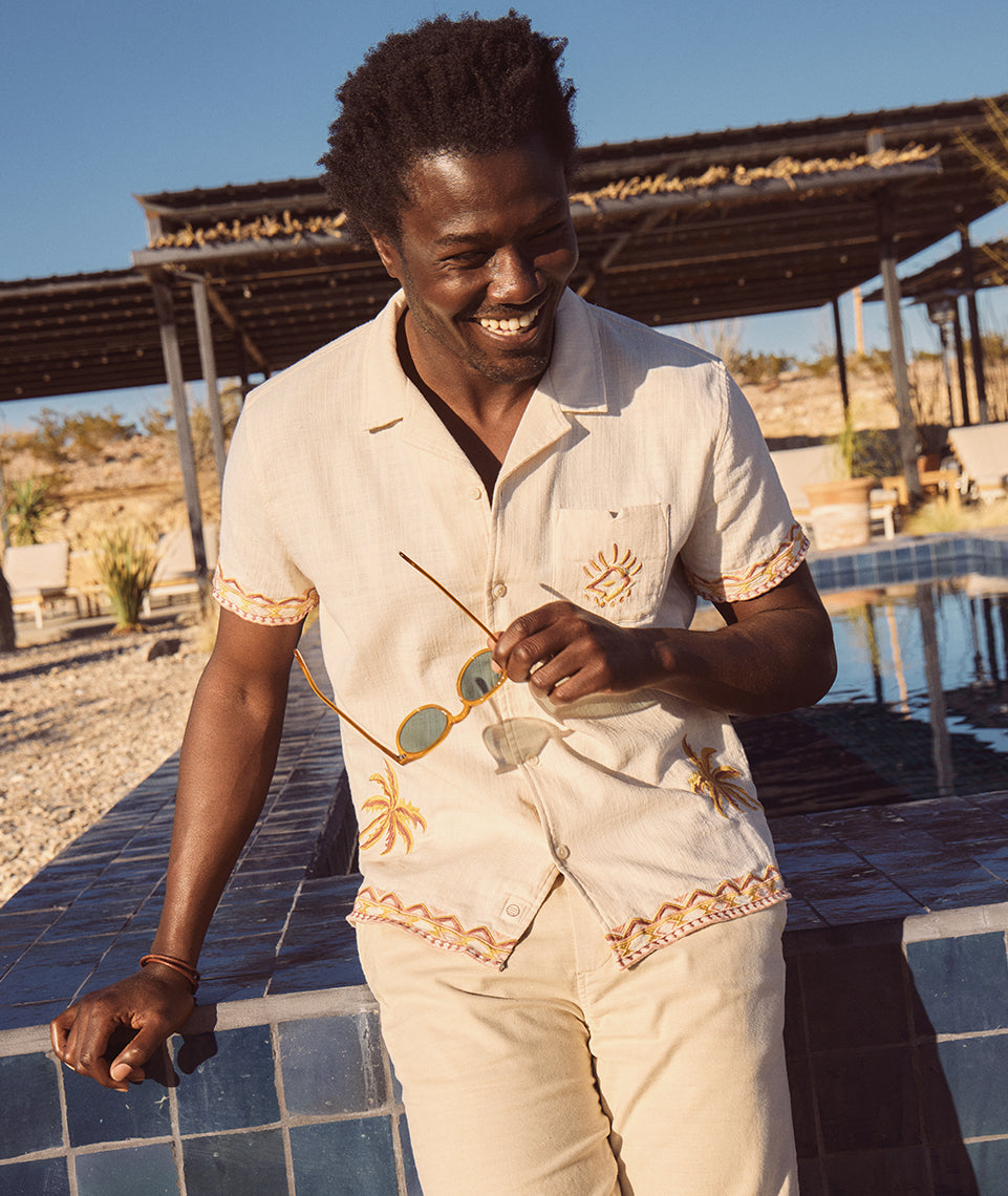 Stretch Selvage Embroidered Resort Shirt