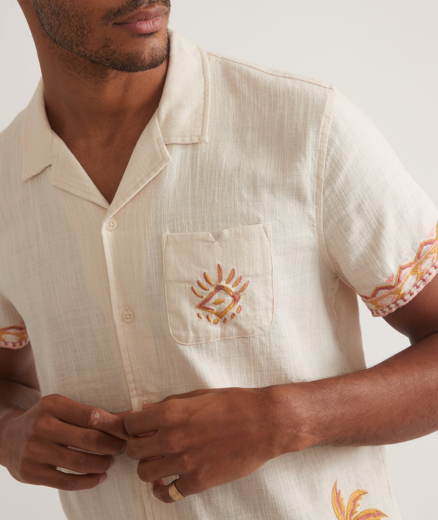 Stretch Selvage Embroidered Resort Shirt