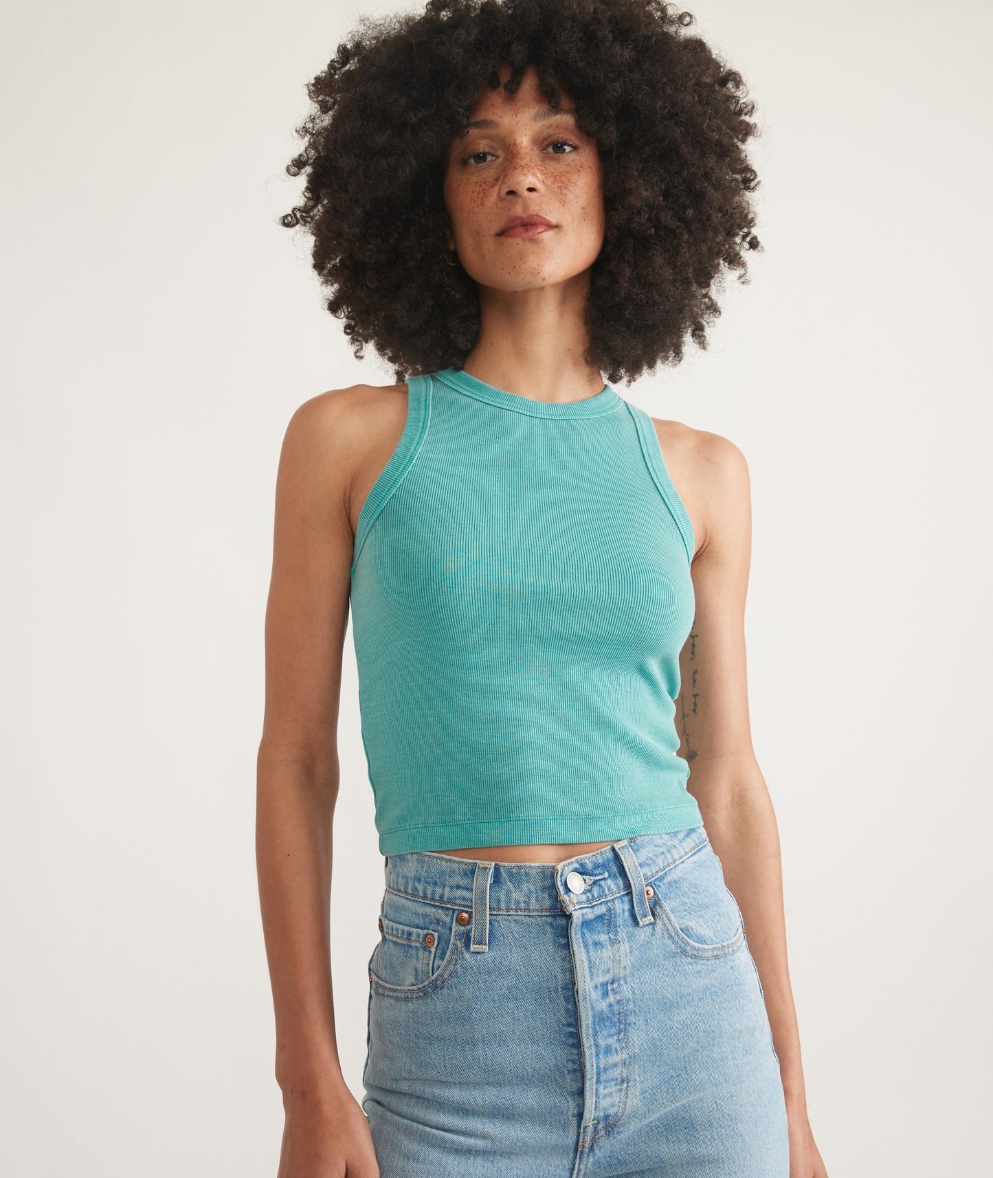 Lexi Rib Sun-In High Neck Crop Tank